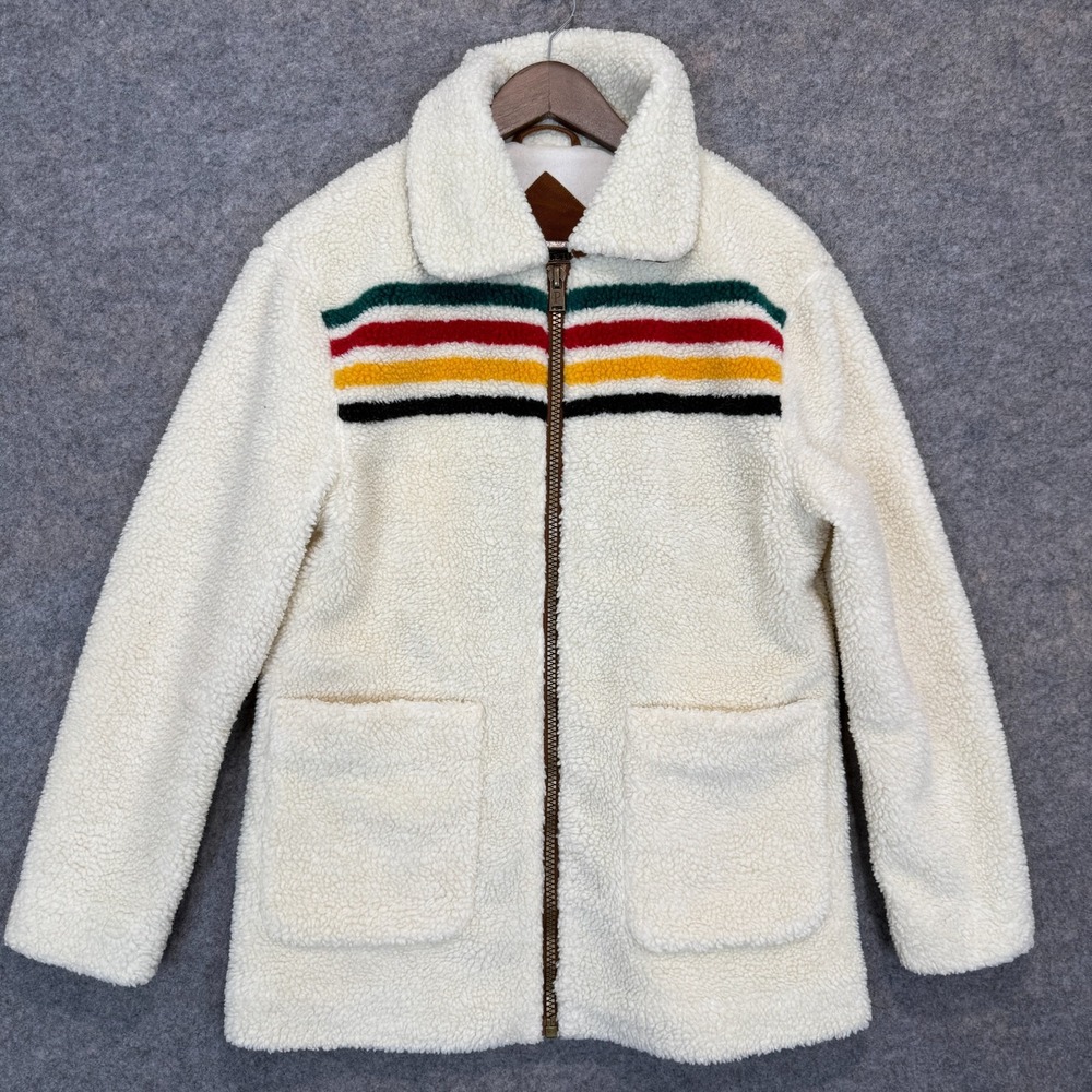 Pendleton Glacier Sunset Jacket Womens Medium Sherpa Pile Fleece Colorful Cream - Picture 2 of 15